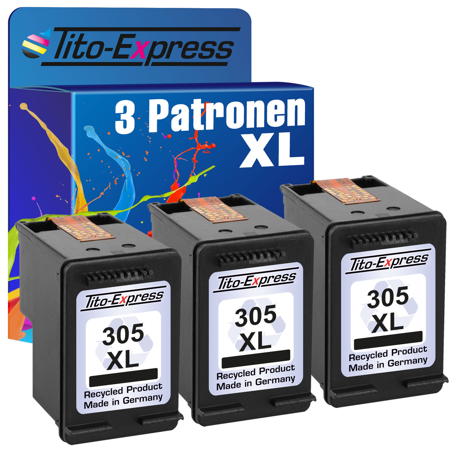 Tintenpatronen Patronen HP TITO-EXPRESS ersetzt PLATINUMSERIE black Set (3YM62AE) 305XXL 3er