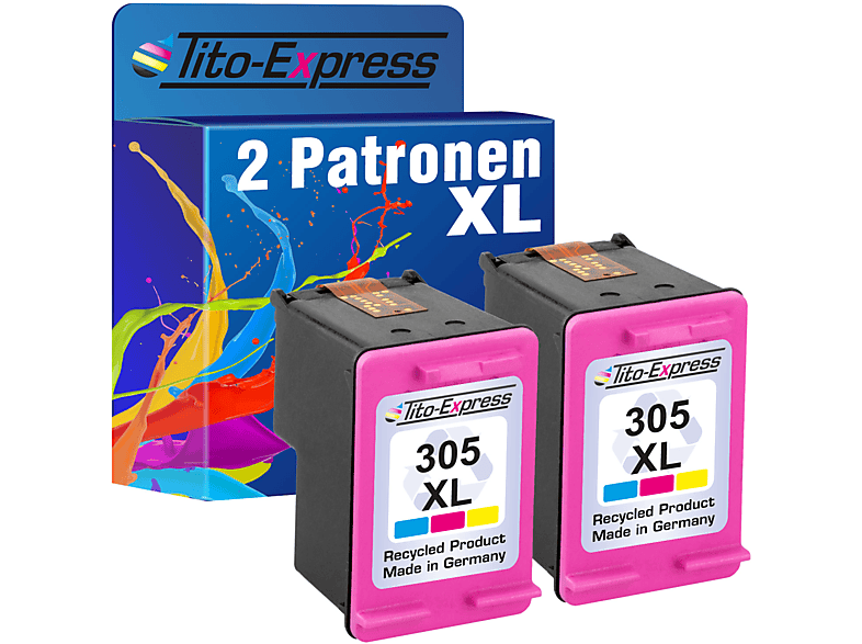 TITO-EXPRESS PLATINUMSERIE 2er Set Patronen 305XXL Tintenpatronen (cyan, (3YM63AE) magenta, ersetzt color HP yellow)