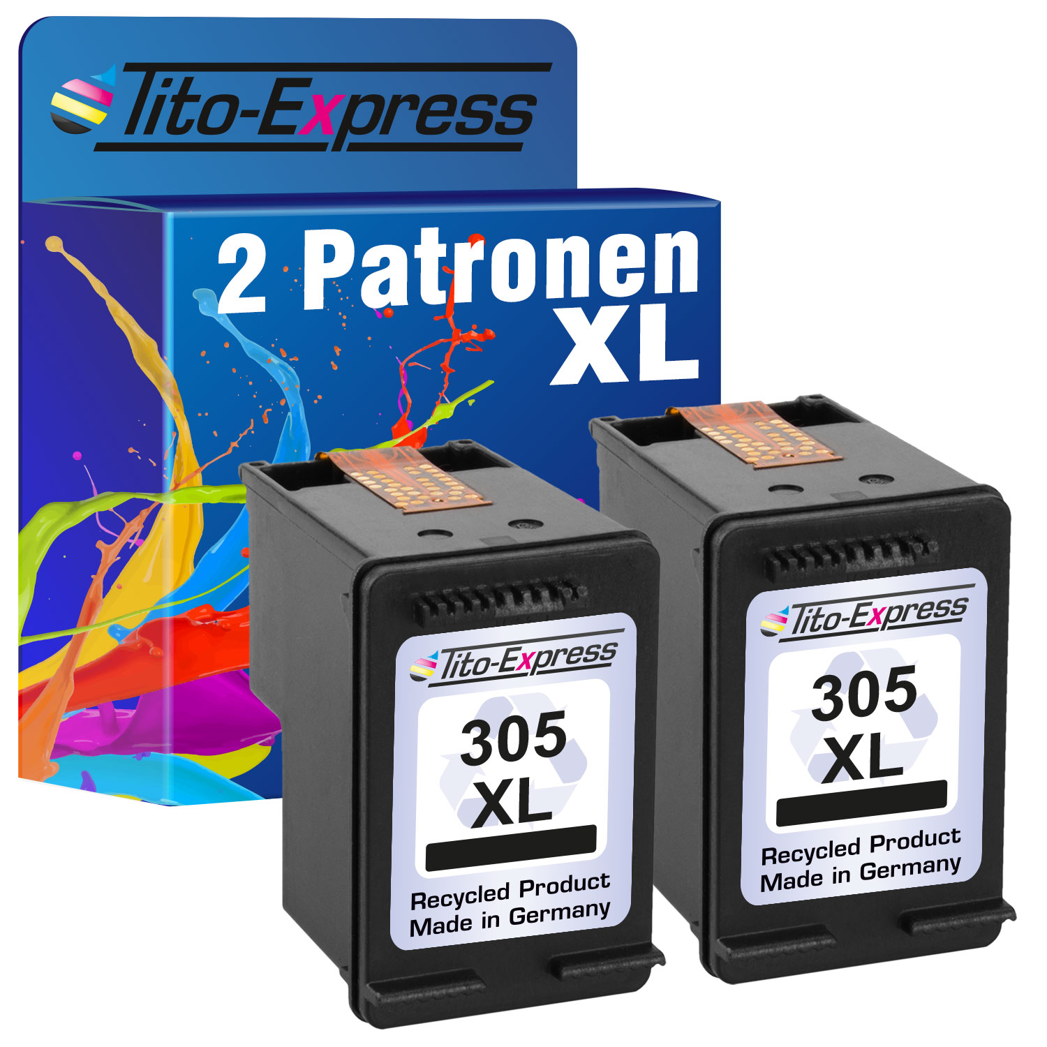 Patrone ersetzt Set 2er HP Tintenpatronen PLATINUMSERIE TITO-EXPRESS 305XXL (3YM62AE) black