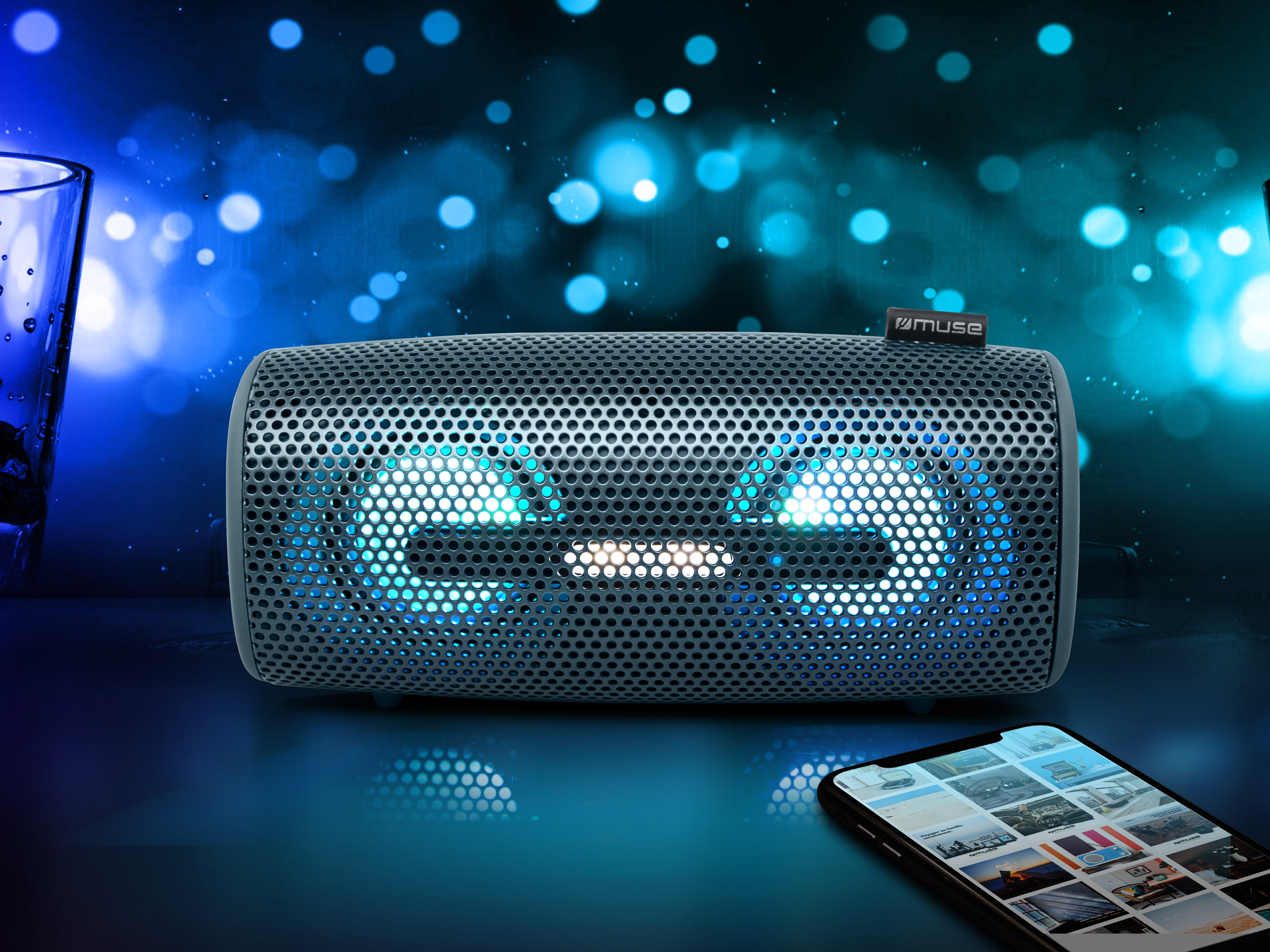 marineblau, Bluetooth-Lautsprecher, M-730 Wasserfest MUSE DJ