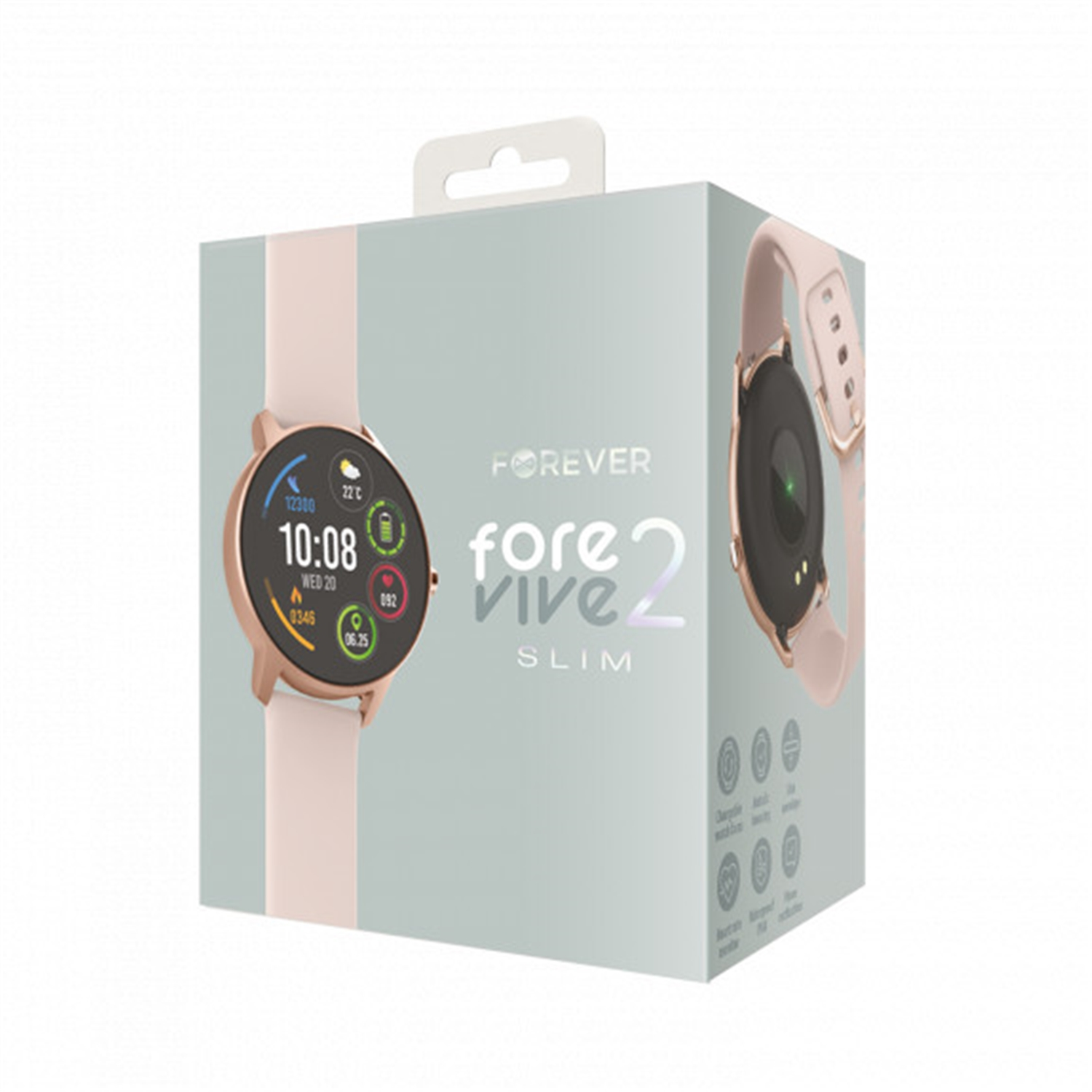 Silikon, Smartwatch Slim SB-326 ForeVive 2 FOREVER Rosa