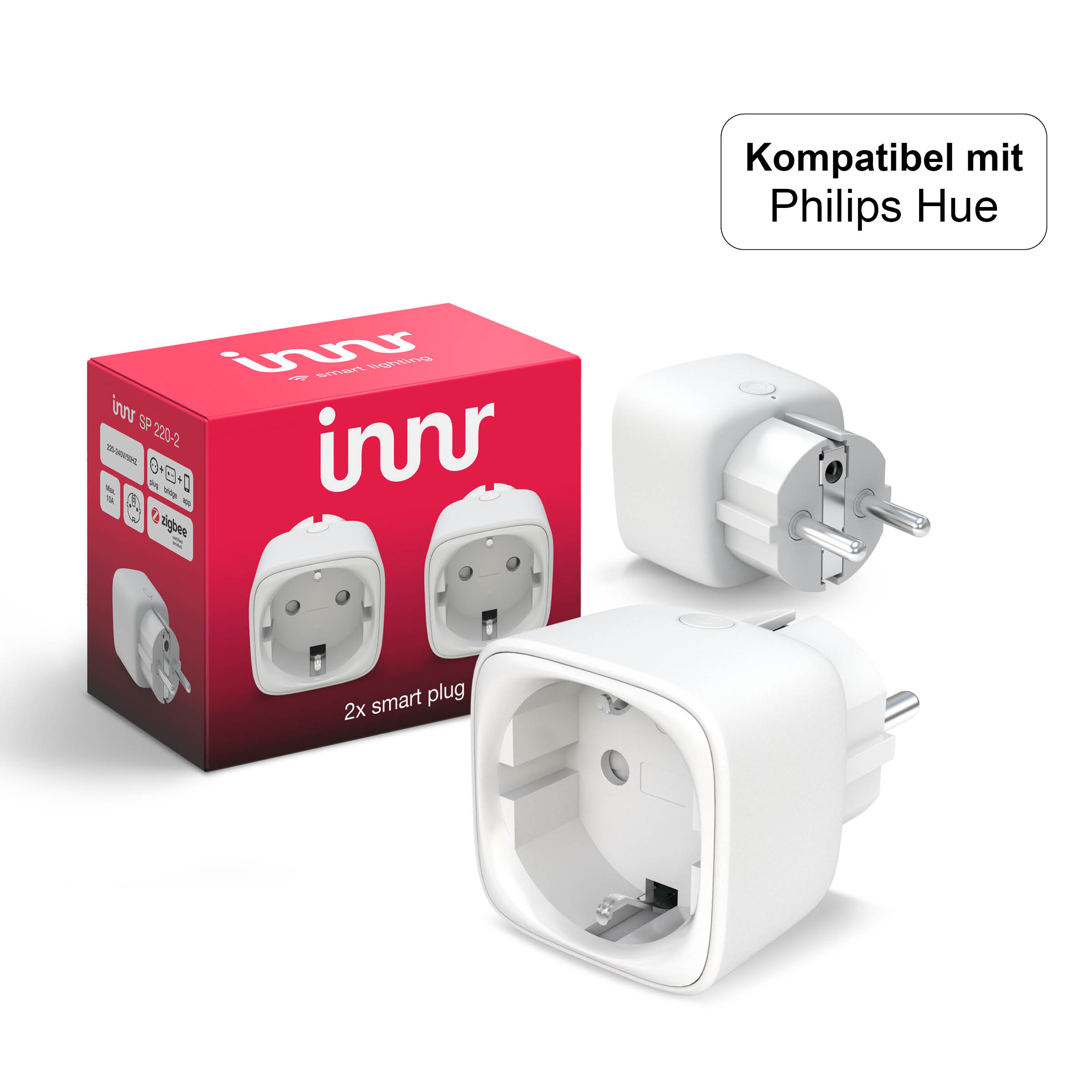 INNR Zigbee Smart Plug, Alexa, Philips Steckdose, automation mit home 2-Pack, 2300W, 10A, SP equipment Kompatibel 220-2 Hue 