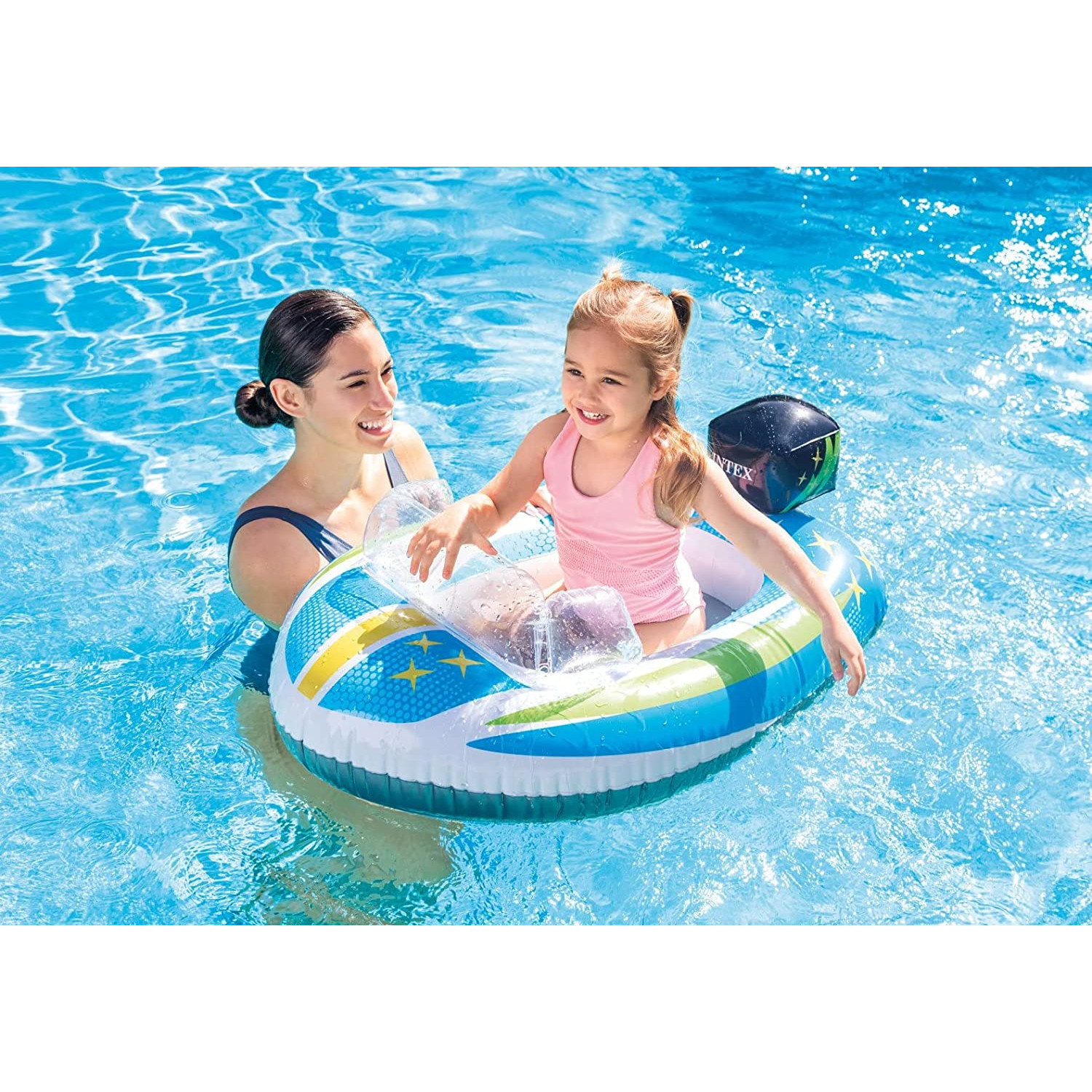 INTEX 59380NP - (110x100cm) Pool-Cruiser - Wasserspiel, Motorboot mehrfarbig Baby-Boot