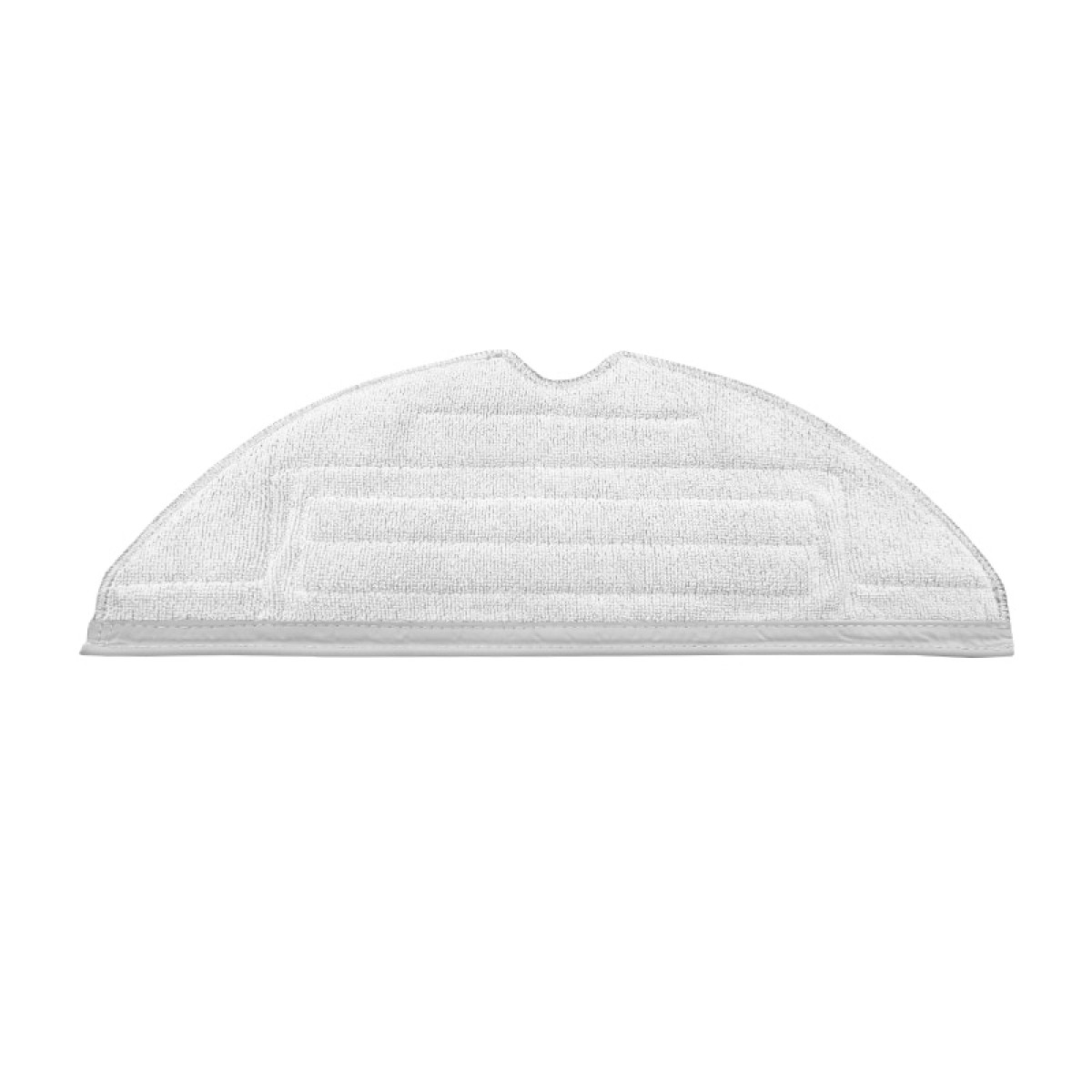 Biała, półkolista nakładka do mopa dla robota sprzątającego, o teksturowanej powierzchni.