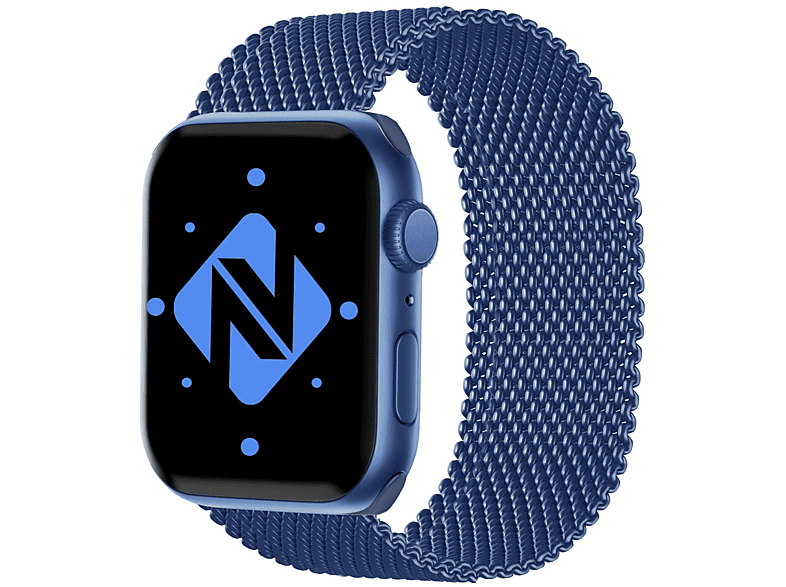 NALIA Milanaise Metall Smartwatch Armband, Ersatzarmband, Apple, Apple Watch 42mm/44mm/45mm/49mm, Blau