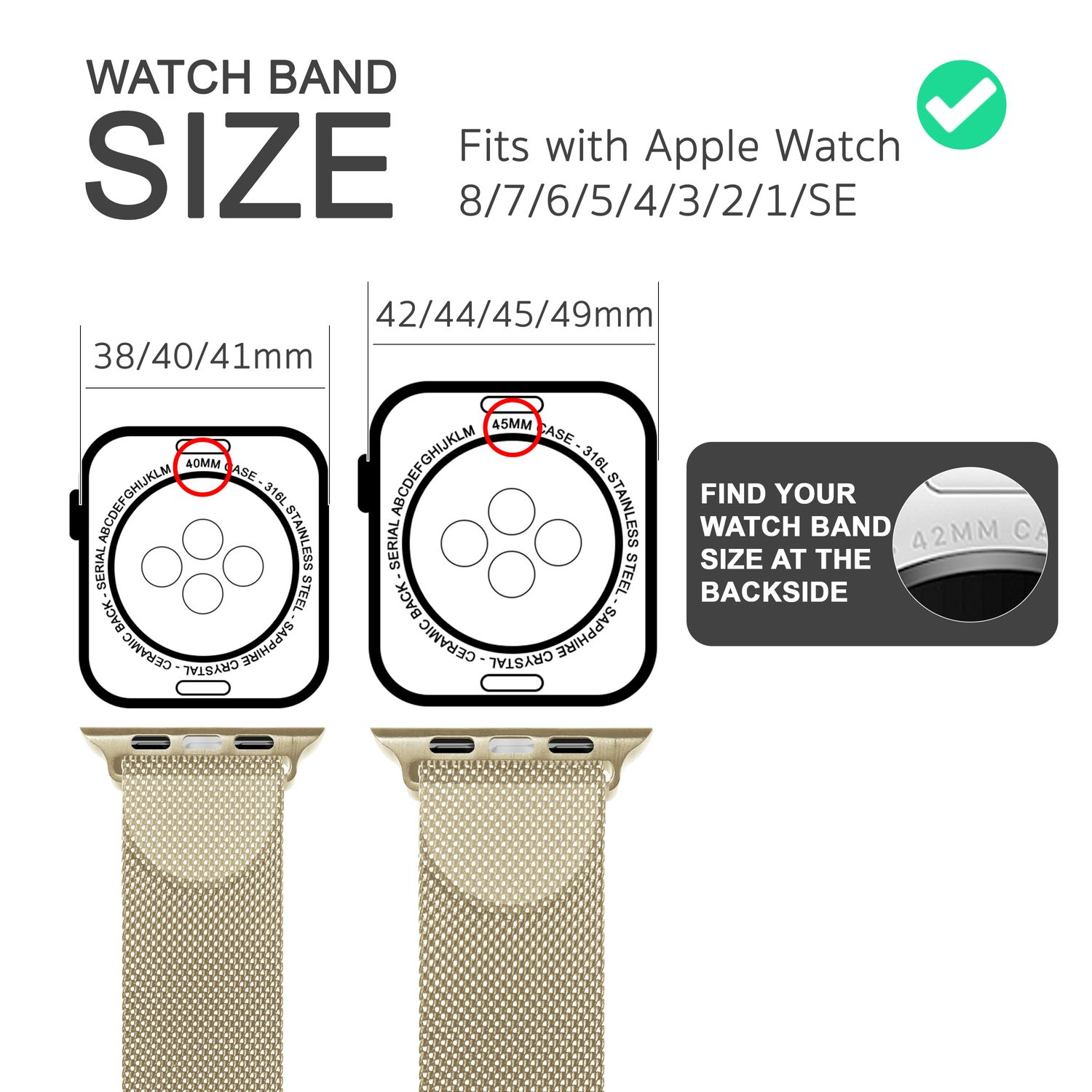 Ein Bild einer Armbandgrößen-Anleitung für die Apple Watch.