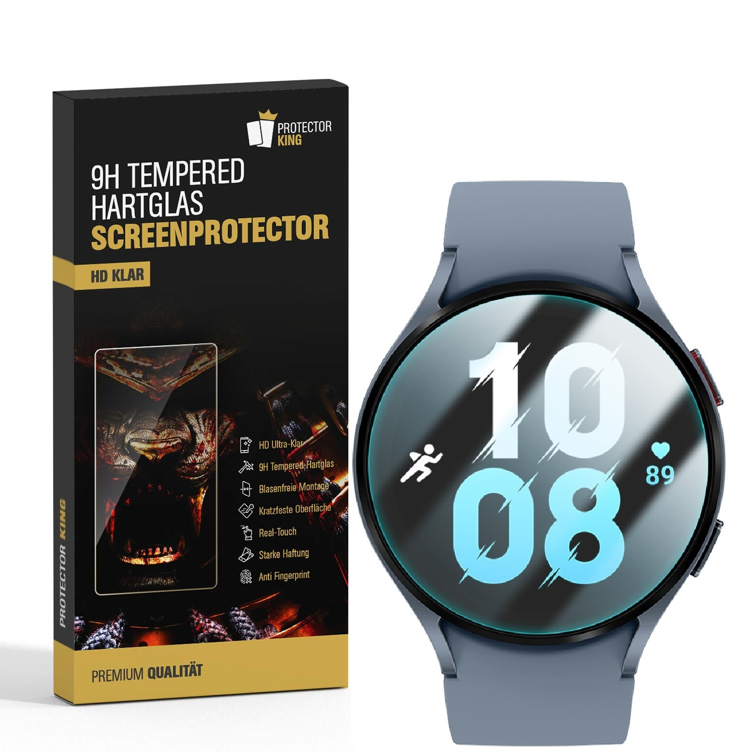 PROTECTORKING 4x KLAR HD Hartglas Galaxy Displayschutzfolie(für Samsung 9H 40mm) 5 Watch Schutzglas