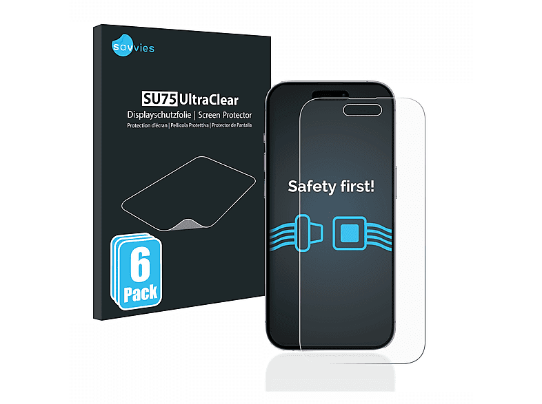 SAVVIES 6x klare Schutzfolie(für Apple iPhone 14 Pro)