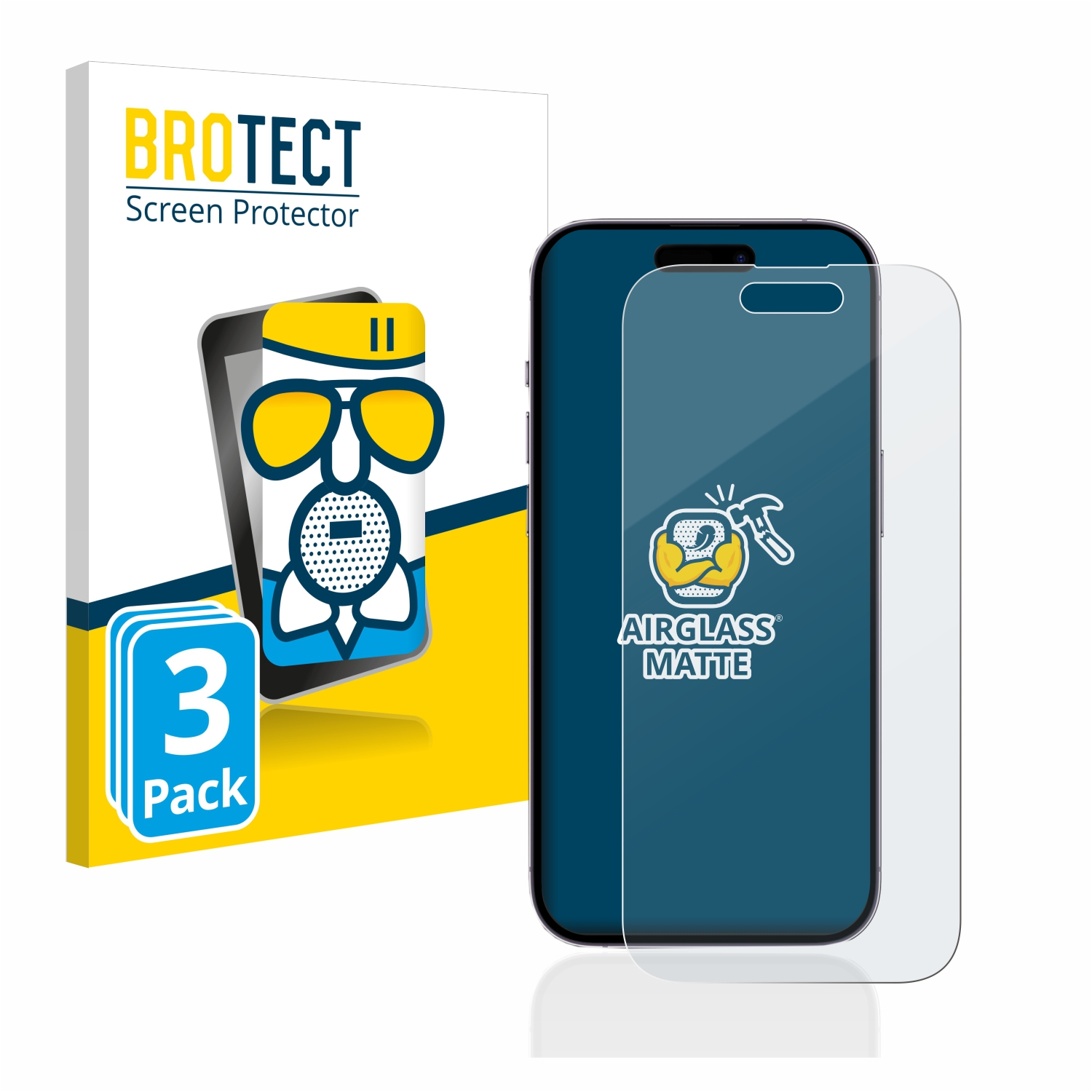 BROTECT 3x Airglass Schutzfolie(für 14 Pro) iPhone Apple matte
