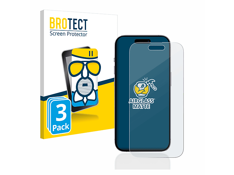 BROTECT 14 Apple Pro) 3x Schutzfolie(für matte Airglass iPhone