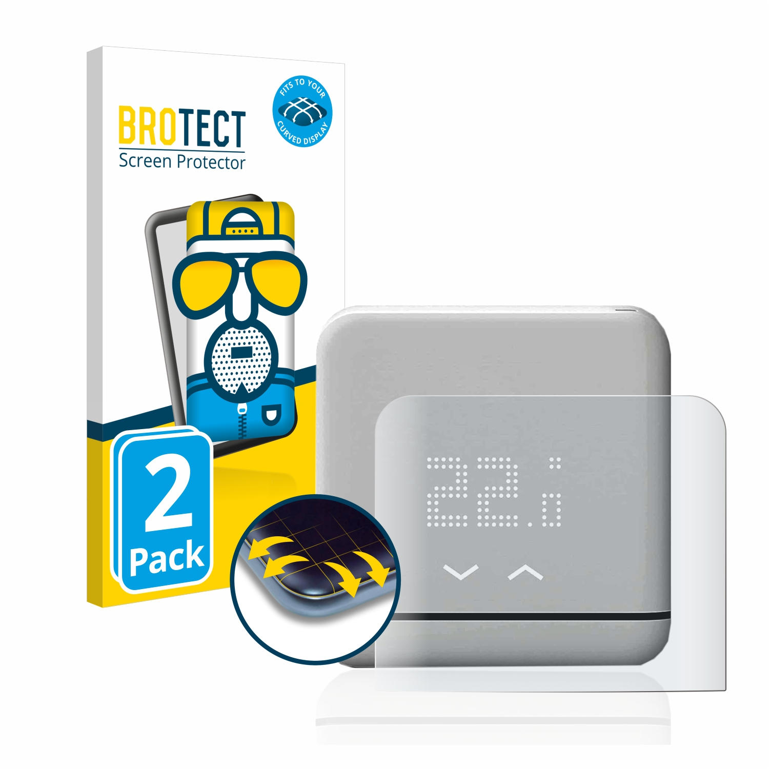 BROTECT 2x Flex matt V3+) 3D Klimaanlagen- Smarte Schutzfolie(für Curved Full-Cover Steuerung Tado°