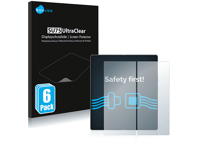 SAVVIES 6x klare Schutzfolie(für Fold Mix Xiaomi 2)