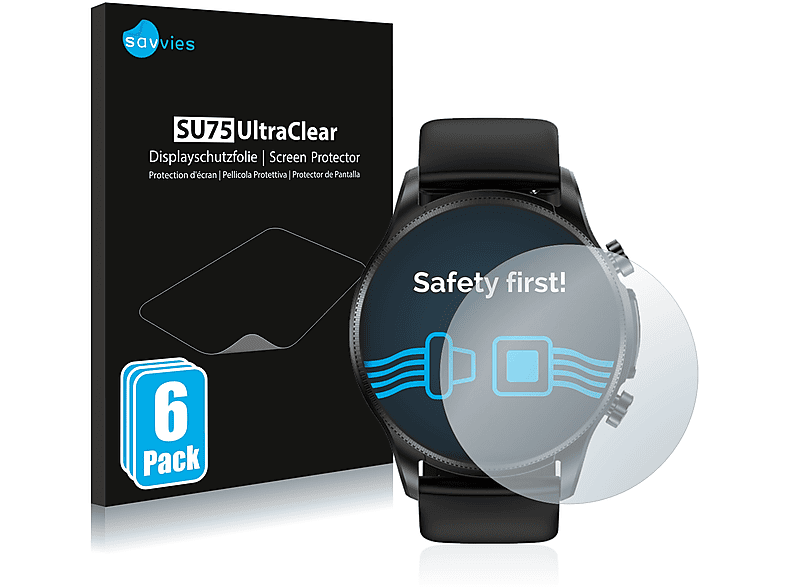 SAVVIES 6x Smartwatch) klare Schutzfolie(für Ruijie Cardiac