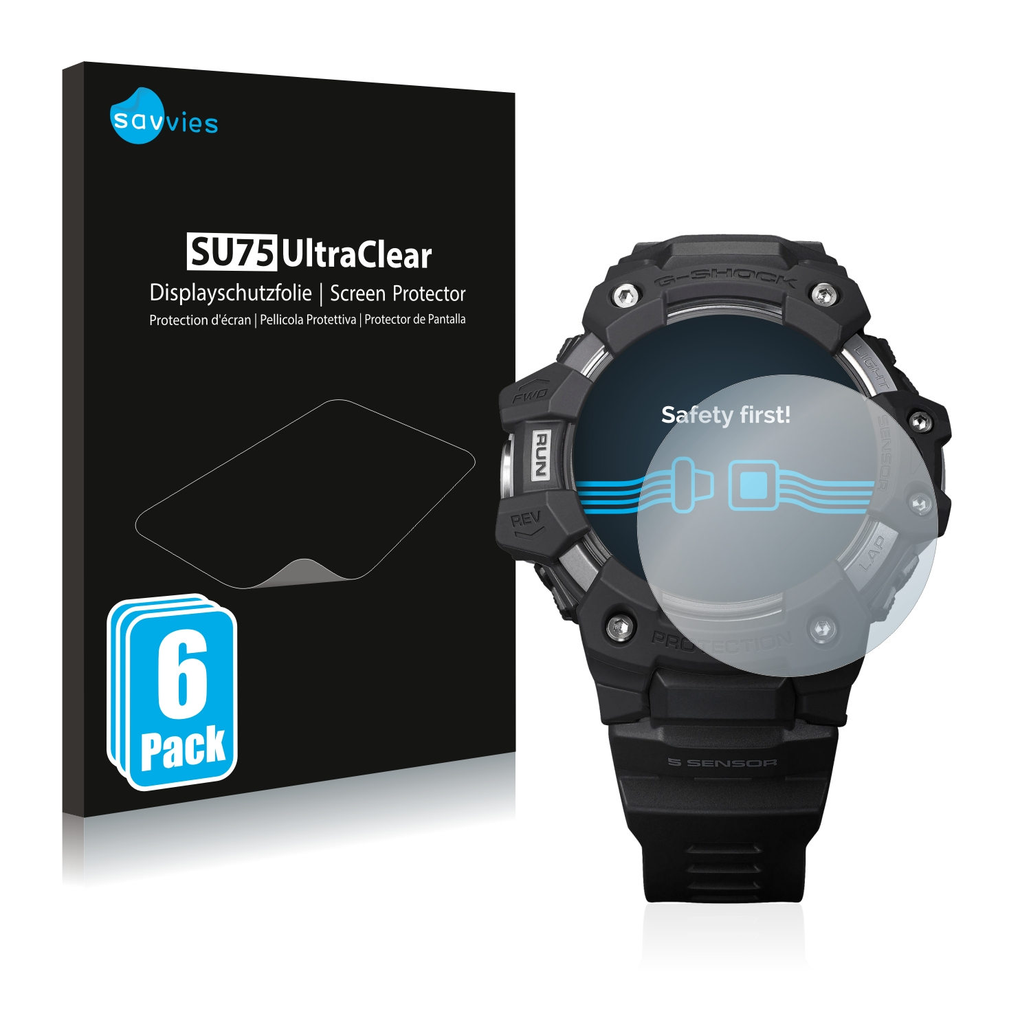 Casio 6x GBD-H1000) SAVVIES G-Shock klare Schutzfolie(für