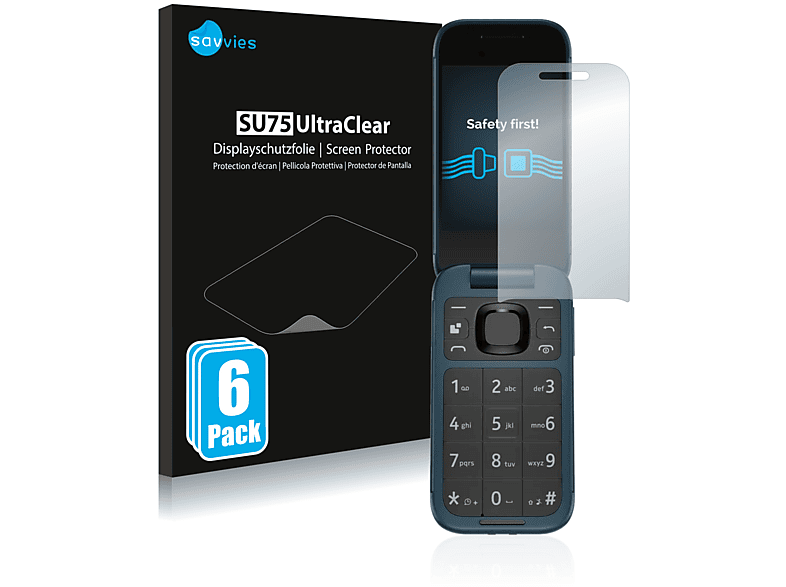 Nokia 2660 Flip) Schutzfolie(für SAVVIES 6x klare