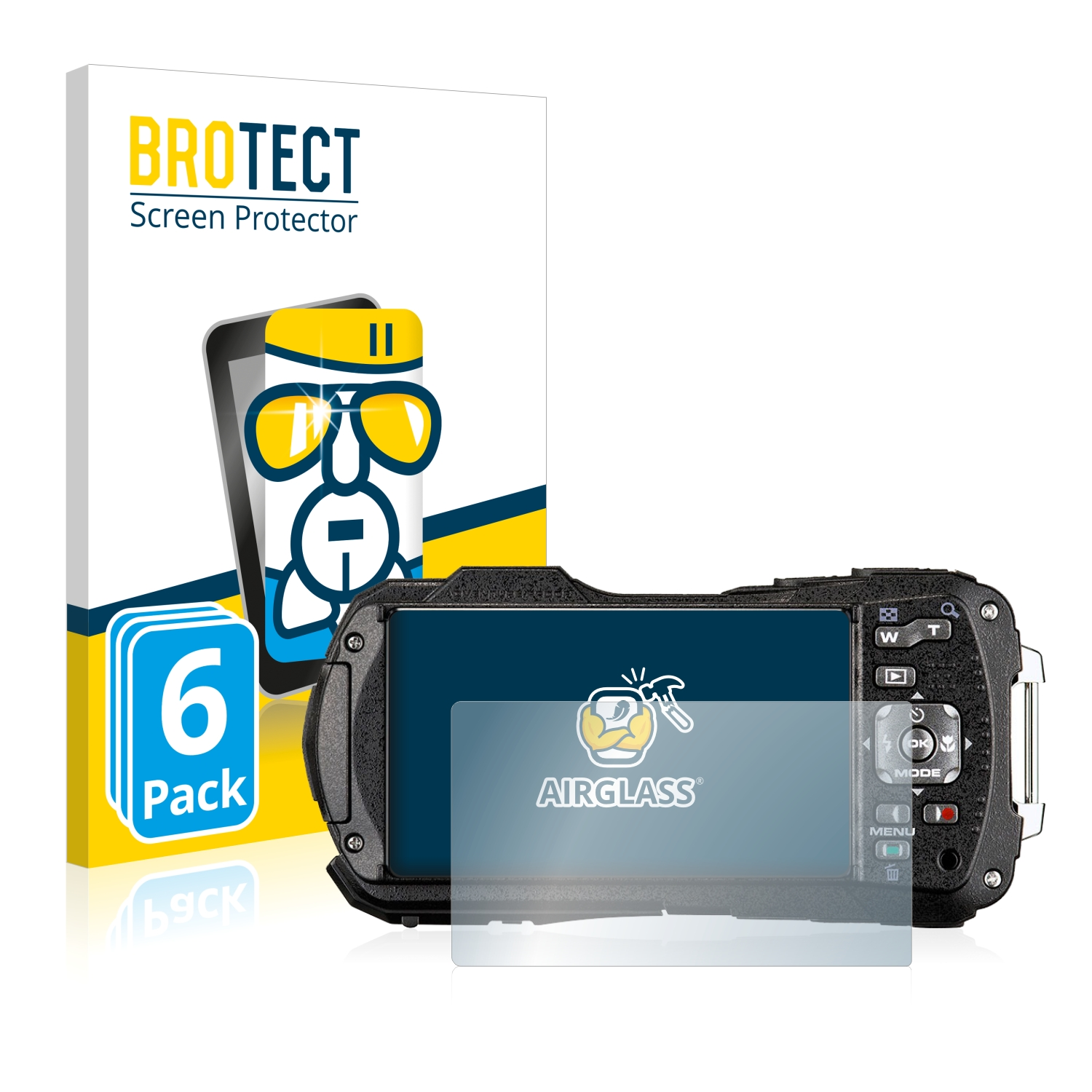6x WG-80) Ricoh Airglass BROTECT klare Schutzfolie(für