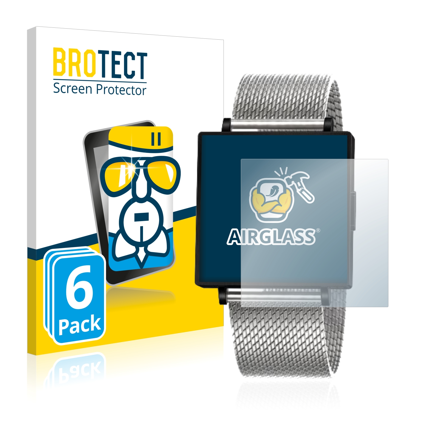 W39) Qlocktwo 6x klare BROTECT Airglass Schutzfolie(für
