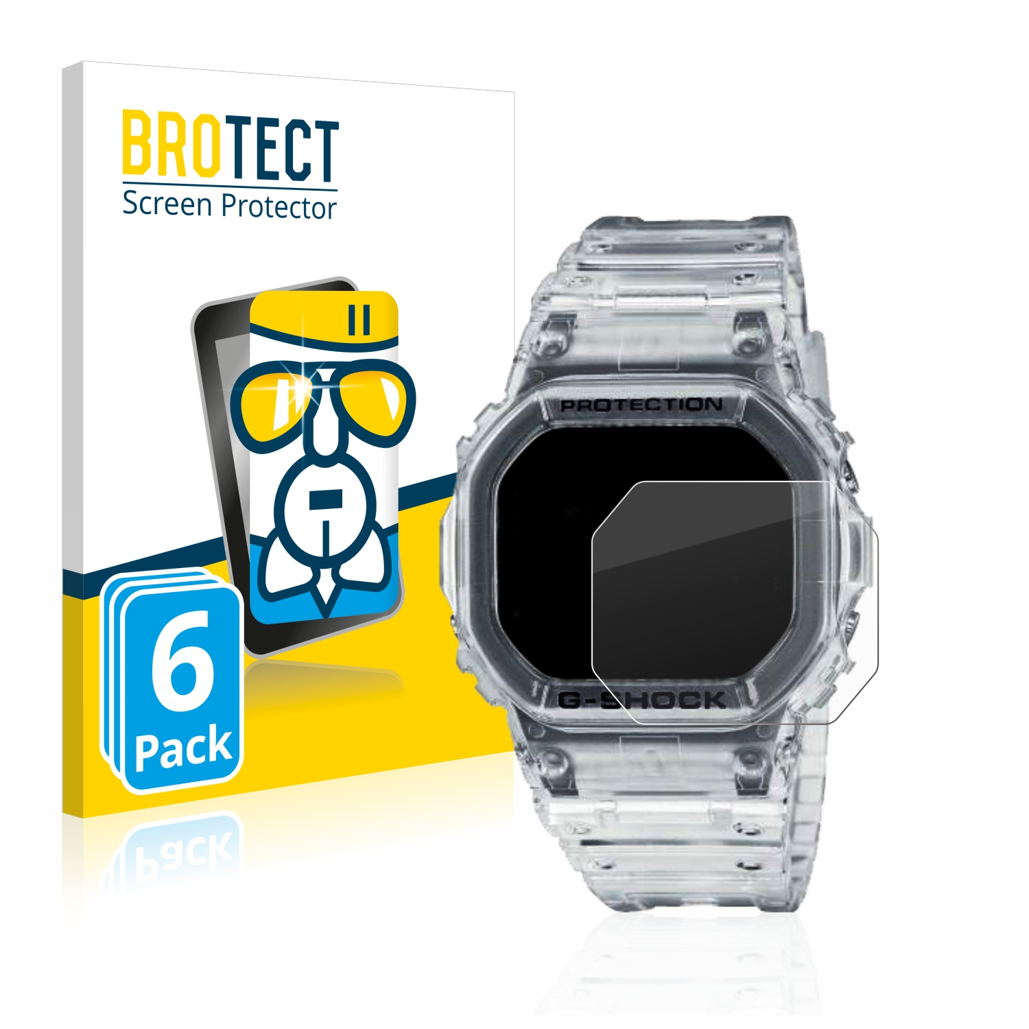 DW-5600SKE-7) 6x G-Shock BROTECT Casio Airglass klare Schutzfolie(für