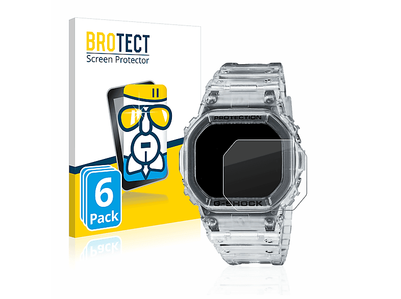 DW-5600SKE-7) 6x G-Shock BROTECT Casio Airglass klare Schutzfolie(für
