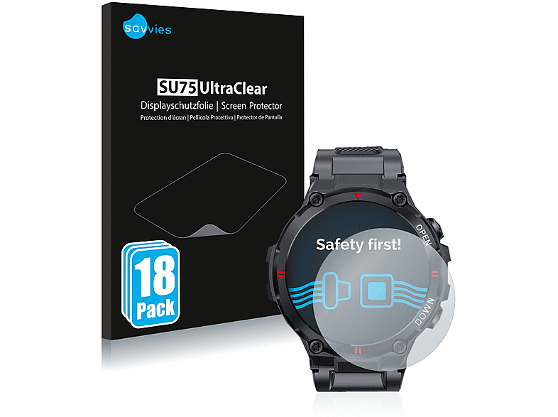 SAVVIES 18x klare Schutzfolie(für BlitzWolf BW-AT2C) | Smartwatch Schutzfolien & Gläser