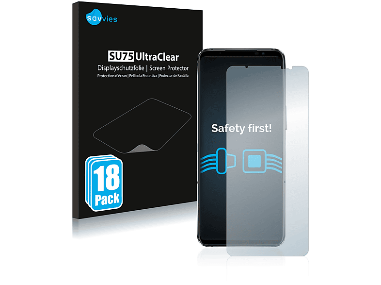 SAVVIES 18x klare Schutzfolie(für Ultimate) ROG 6D ASUS Phone