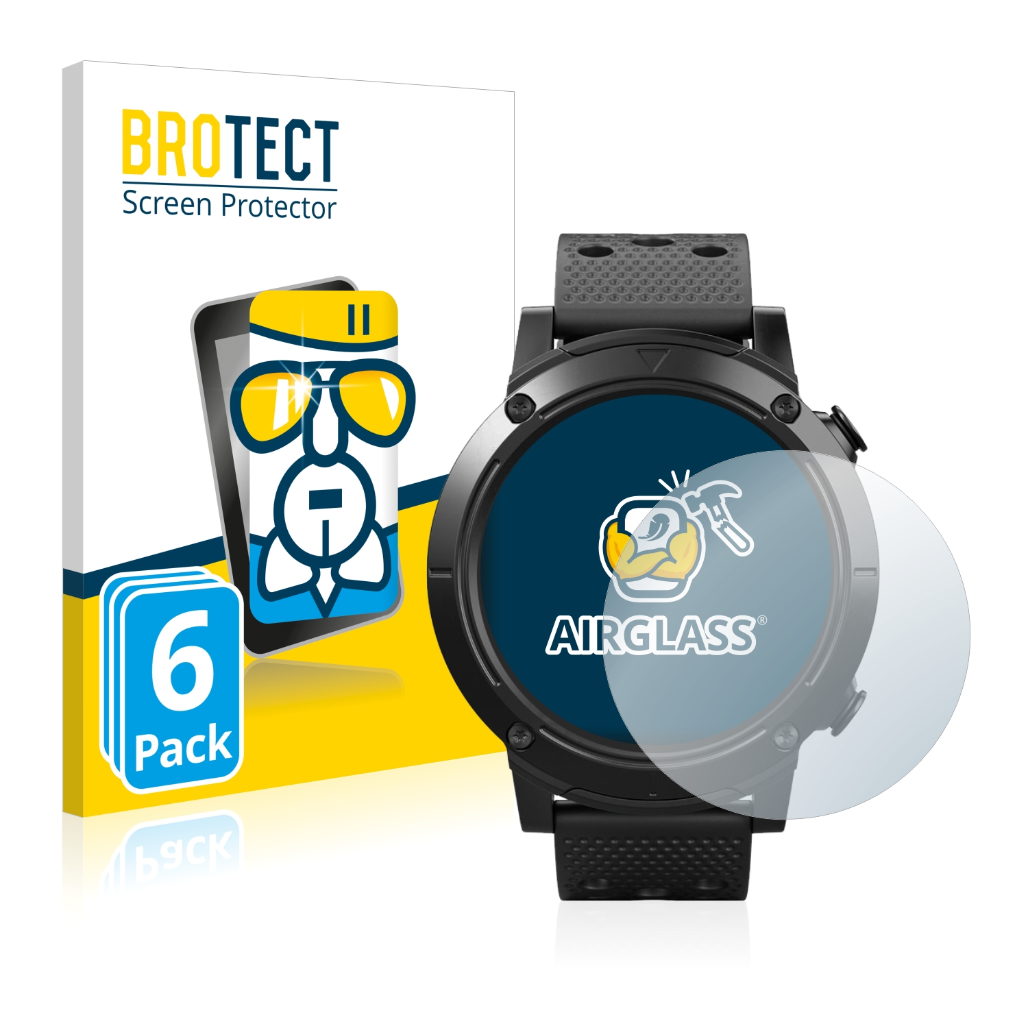 klare Airglass Smartwatch SilverCrest Schutzfolie(für 6x BROTECT Sport)