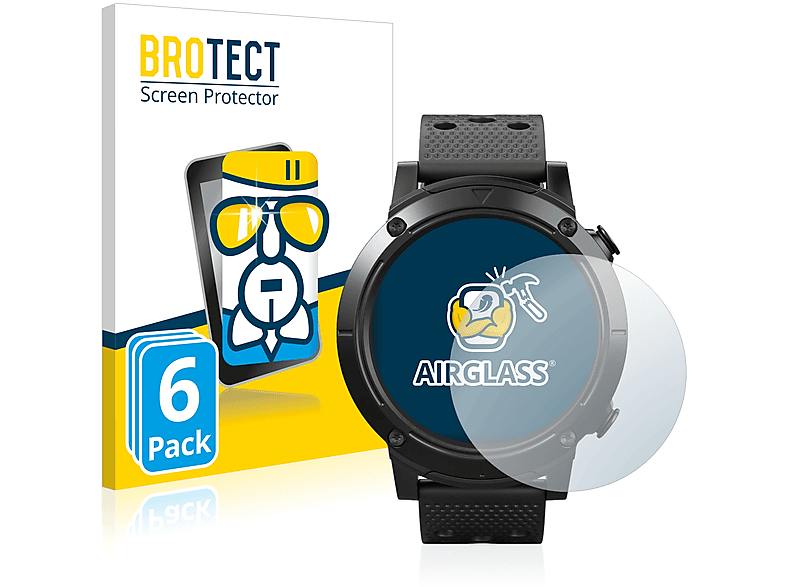 BROTECT 6x Airglass Schutzfolie(für SilverCrest Smartwatch Sport) klare