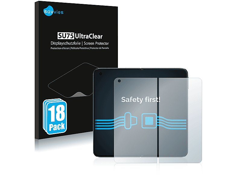 SAVVIES 18x klare Schutzfolie(für Oppo Find N2 (Inneres Display))