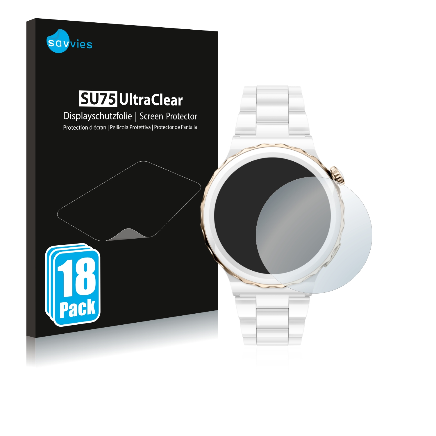 SAVVIES 18x klare 3 Schutzfolie(für (43mm)) Pro Ceramic Watch GT Huawei