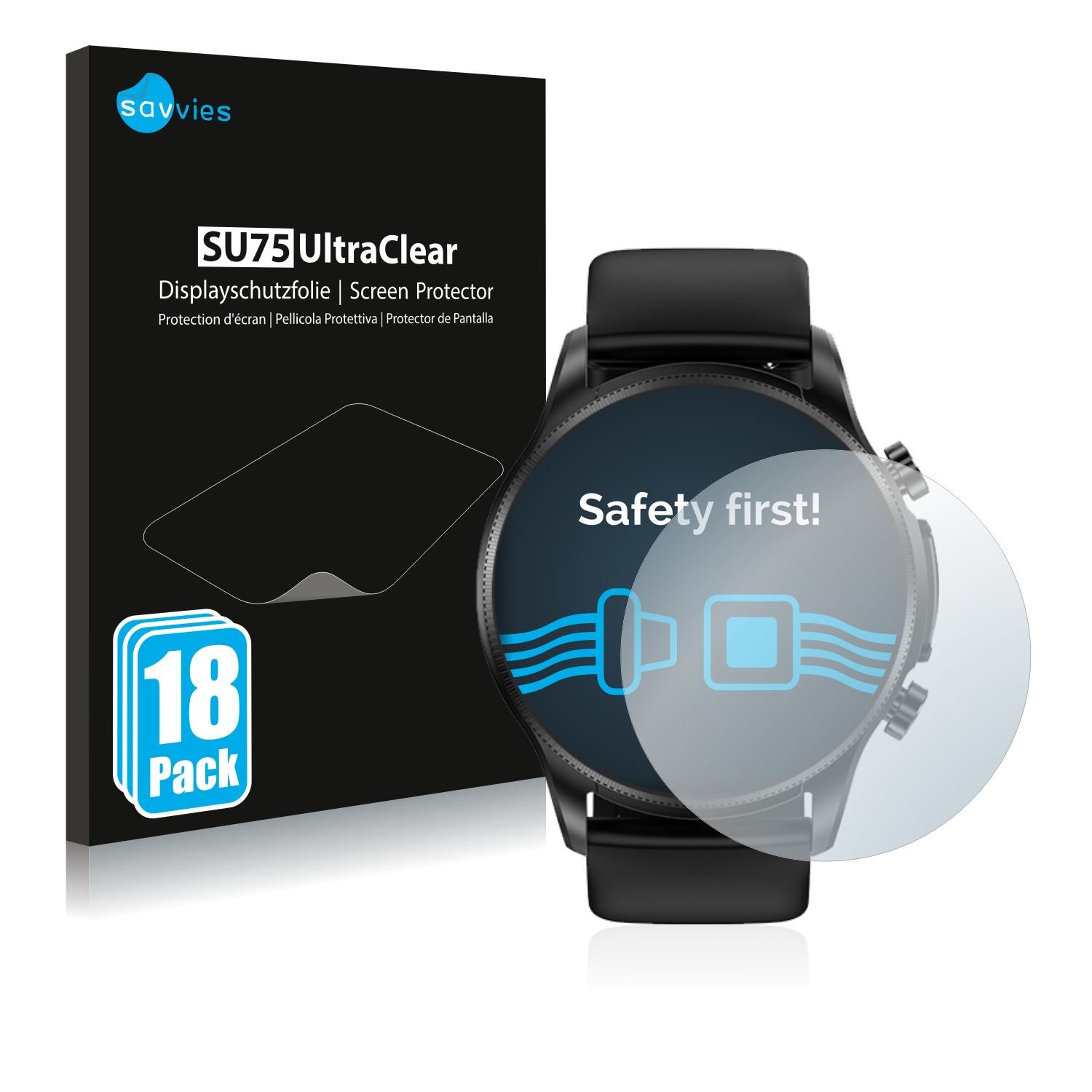 SAVVIES Cardiac 18x Smartwatch) Ruijie klare Schutzfolie(für