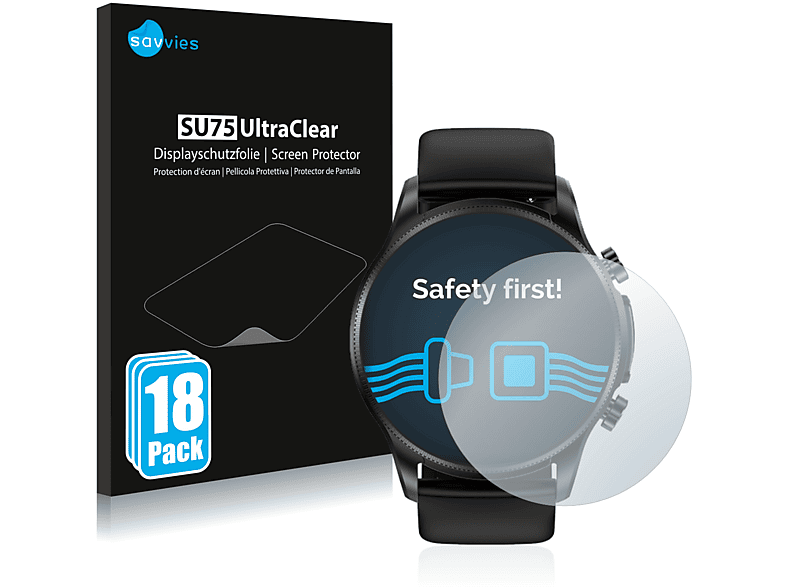 18x Ruijie Cardiac Smartwatch) SAVVIES Schutzfolie(für klare