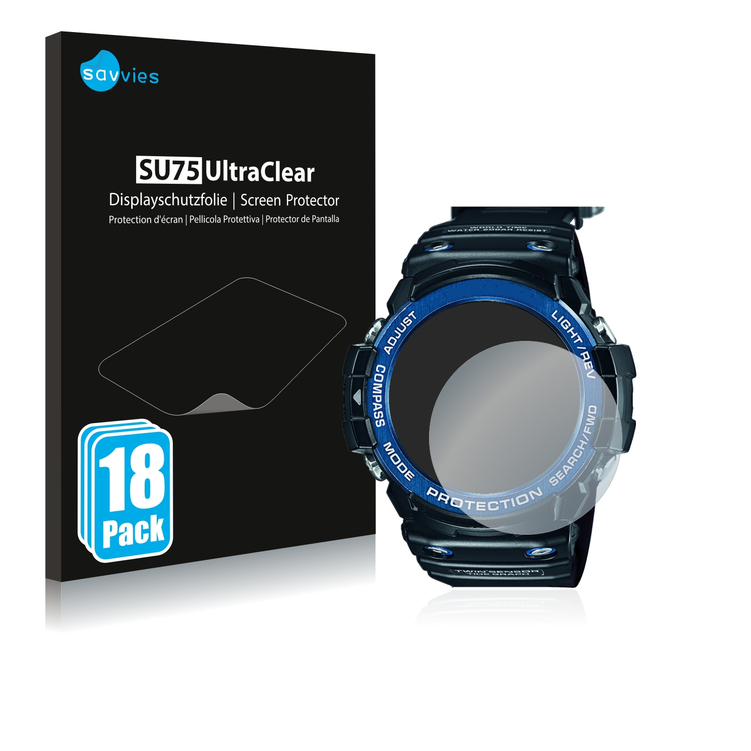 SAVVIES 18x GN-1000B) klare G-Shock Schutzfolie(für Casio