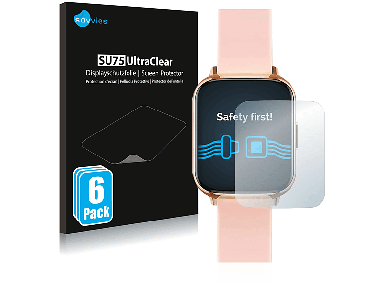 realme SAVVIES 2) Dizo klare 6x Watch Schutzfolie(für