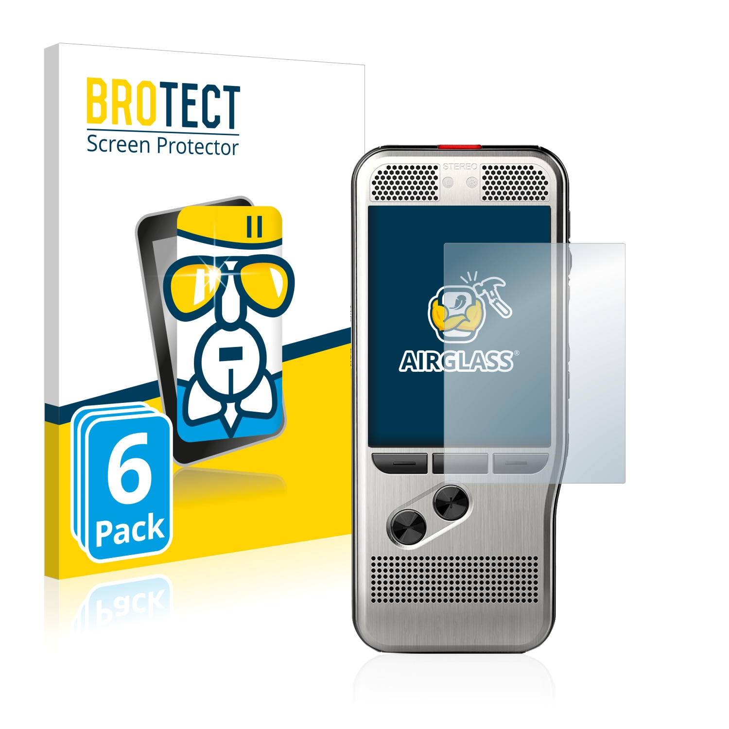 BROTECT 6x Airglass klare Schutzfolie(für DPM7000) Philips PocketMemo