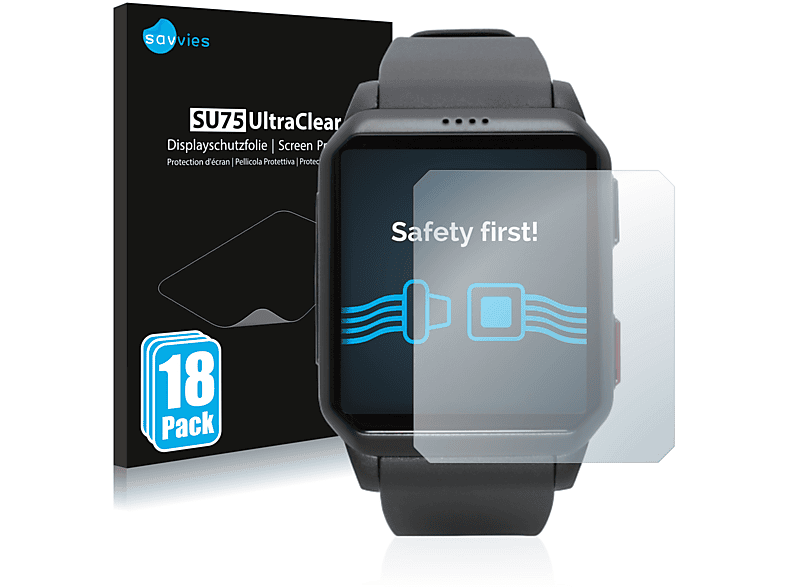 SAVVIES 18x klare Schutzfolie(für Smartwatcher Motion)