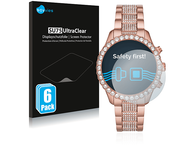 SAVVIES 6x klare Schutzfolie(für Michael Kors Layton MK 6791) | Smartwatch Schutzfolien & Gläser