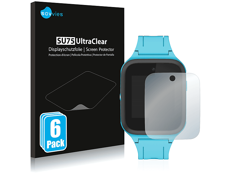 SAVVIES 6x klare Schutzfolie(für TCL Movetime Family Watch MT40) | Smartwatch Schutzfolien & Gläser