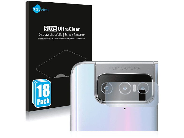 SAVVIES 18x klare Schutzfolie(für ASUS Zenfone 7 ZS670KS (NUR Kamera))