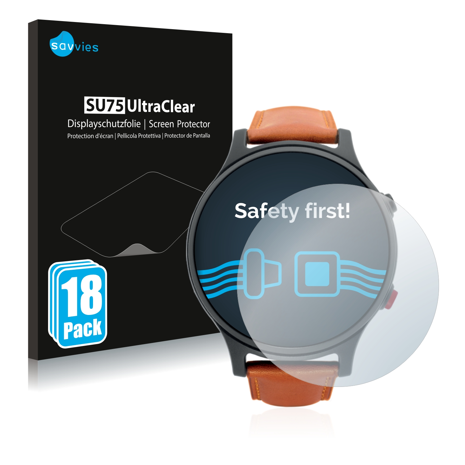 SAVVIES 18x klare Essence) Schutzfolie(für Smartwatcher