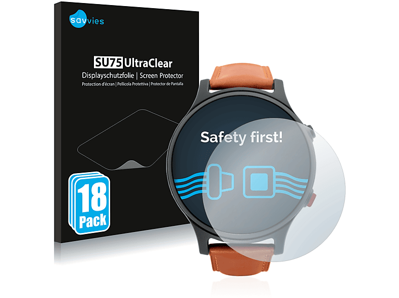 SAVVIES 18x Essence) klare Smartwatcher Schutzfolie(für