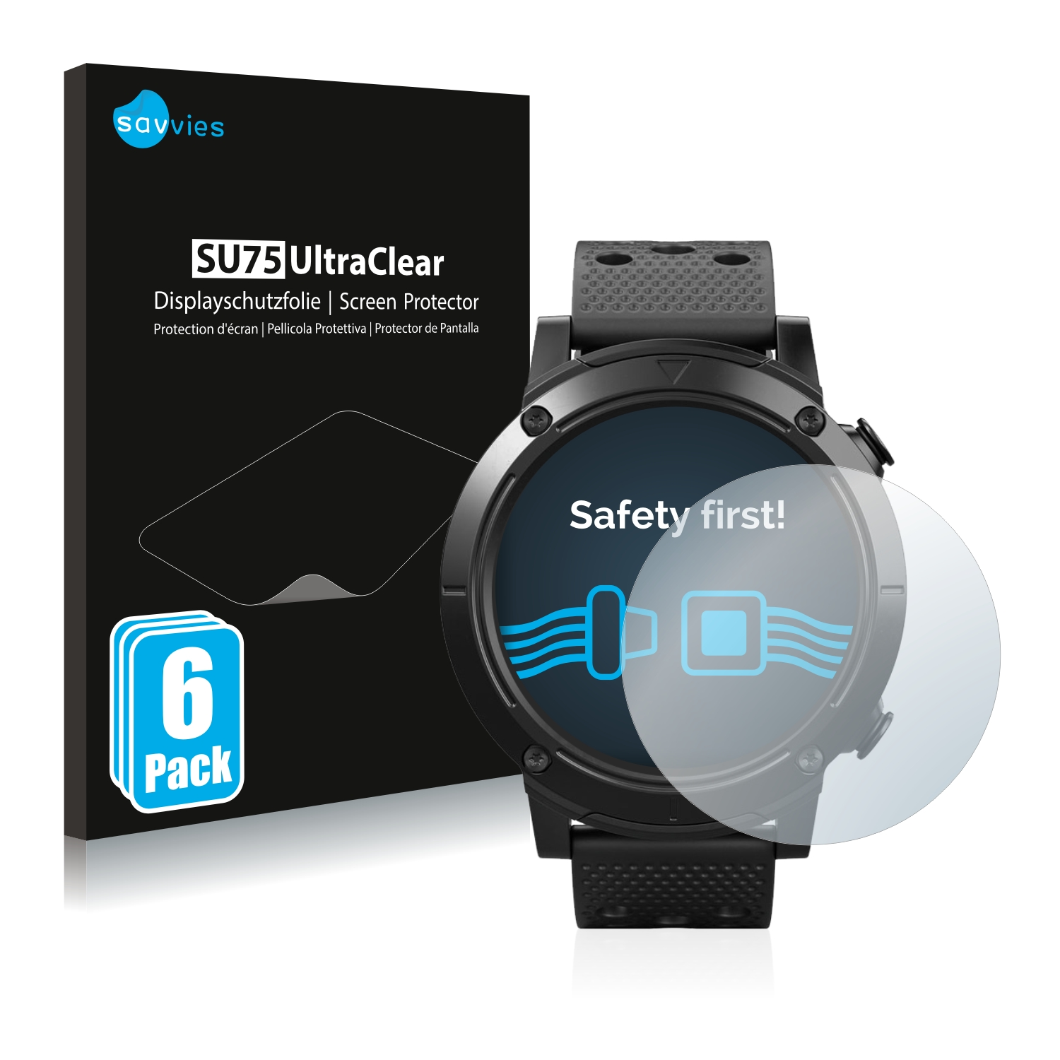 SAVVIES 6x klare Schutzfolie(für Sport) Smartwatch SilverCrest