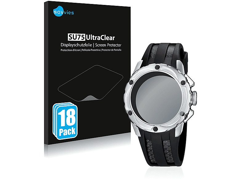 SAVVIES 18x klare Schutzfolie(für Festina F 16382) | Smartwatch Schutzfolien & Gläser