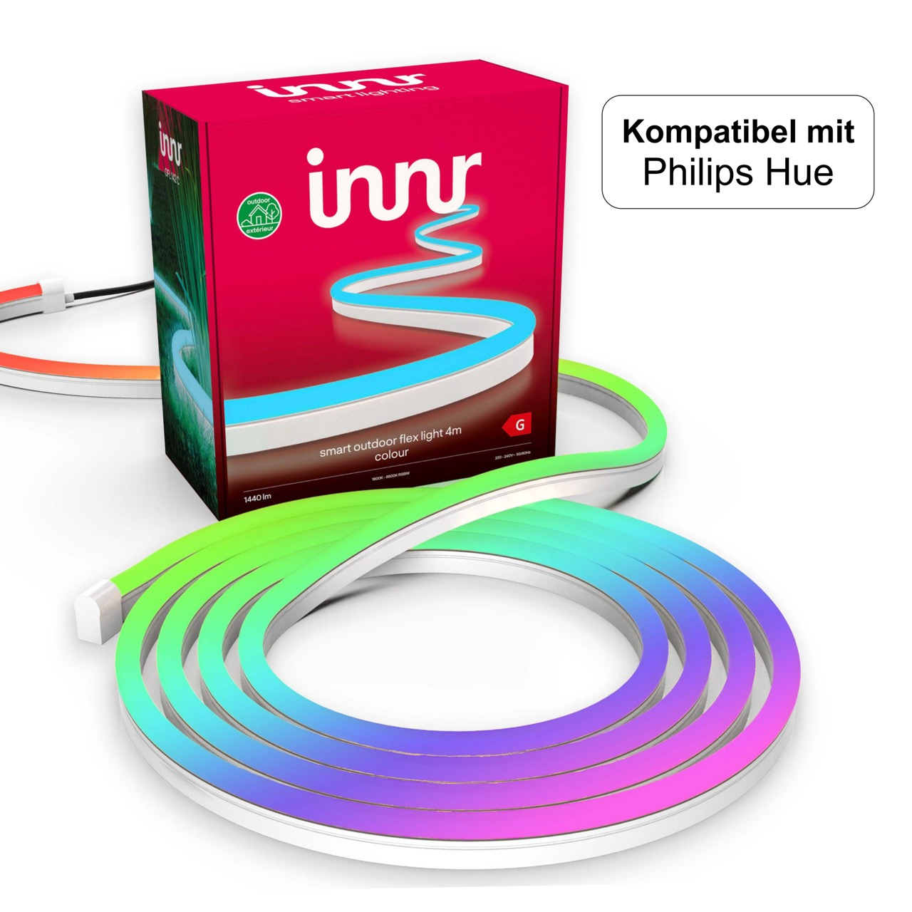 INNR Zigbee RGB Strip, Stripe C LED + Flex Hue 4M, mit Outdoor Philips Alexa, 142 & 1800K-6500K white Kompatibel OFL