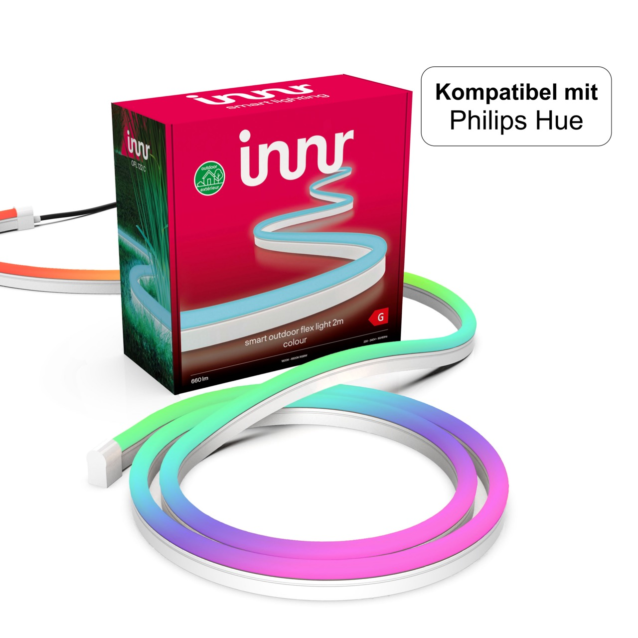 INNR Zigbee Outdoor Kompatibel RGB OFL white 2M, 122 Stripe Philips & Hue LED Flex 1800K-6500K mit C Alexa, + Strip