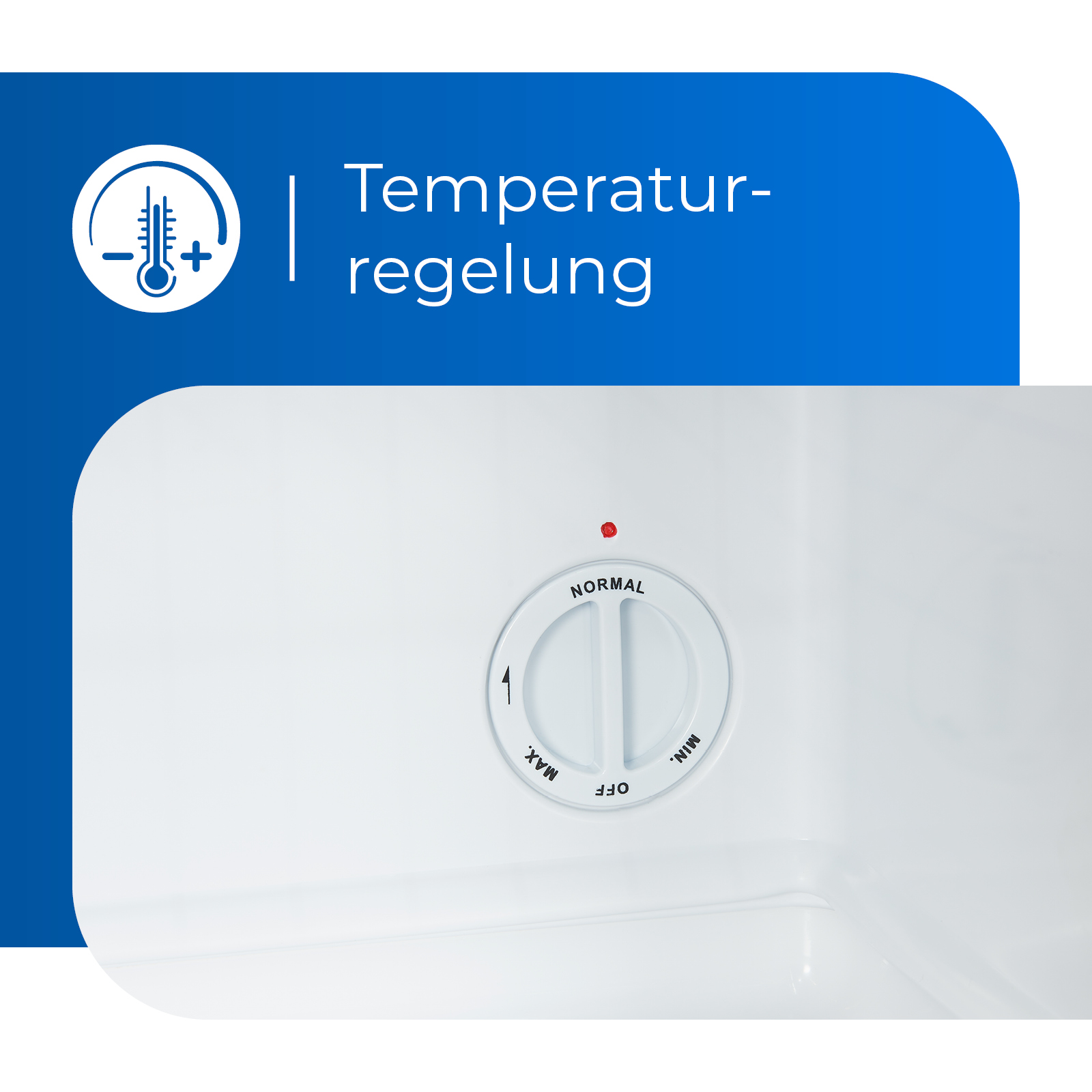 Kühlschrank-Temperaturregler mit Thermometer-Symbol.