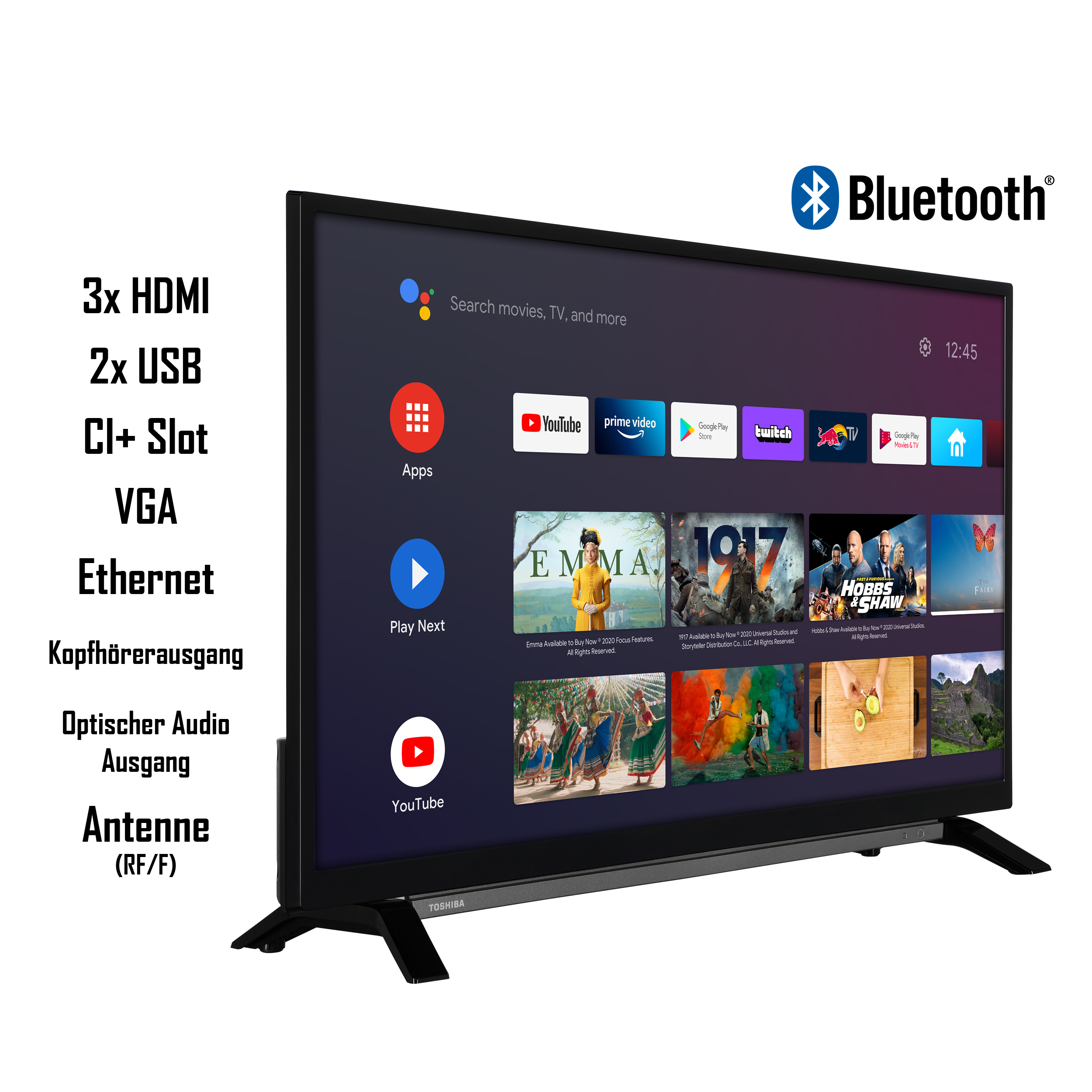 32 cm, 80 TOSHIBA (Flat, TV 32LA2B63DAZ Zoll Full-HD, / LED TV) SMART