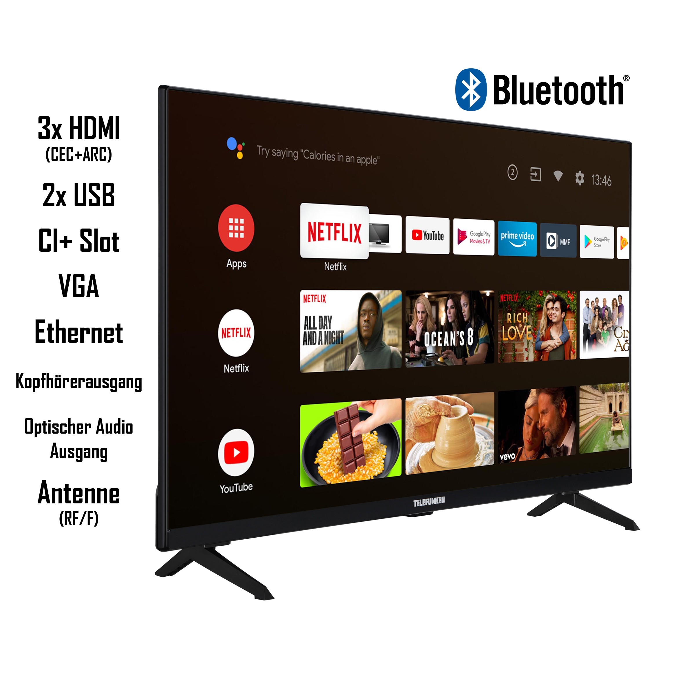 TV) Zoll SMART cm, LED (Flat, 32 TELEFUNKEN Full-HD, / 80 TV XF32AN660S