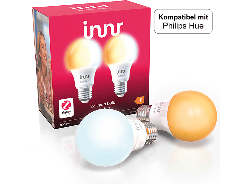 INNR Zigbee E27 Lampe Tunable, Kompatibel mit Philips Hue & Alexa, Smart LED, 2-Pack, RB 279 T-2 LED lamp Tunable/Comfort