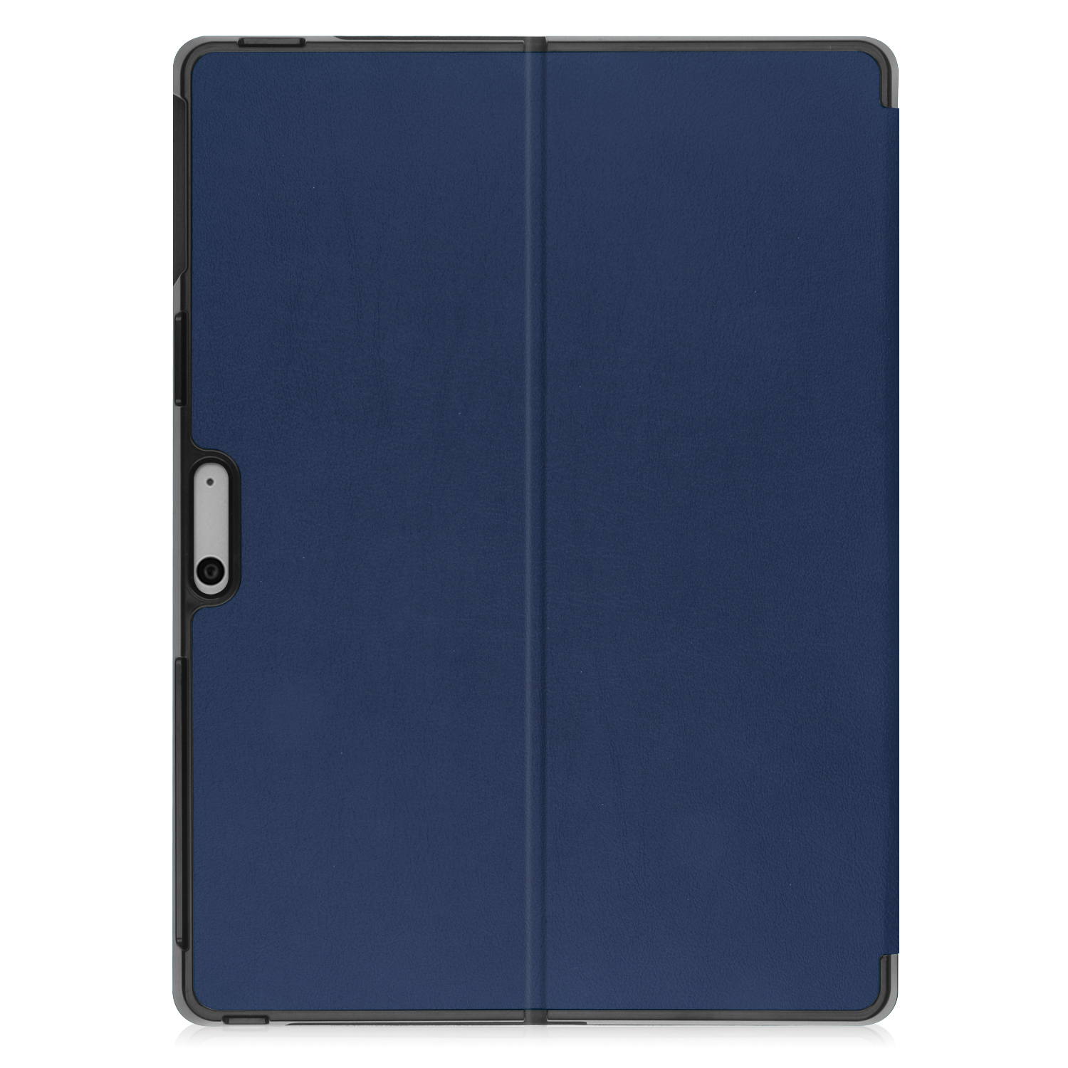 Blaue Tablet-Hülle geschlossen, mit einem Kamera-Loch an der Seite.