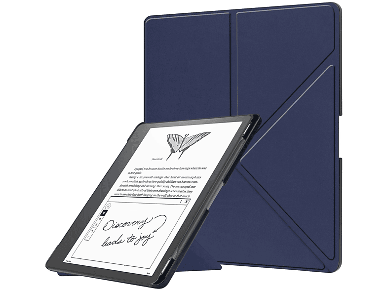 LOBWERK Hülle Schutzhülle Bookcover für Amazon Kindle Scribe 2022 (1. Gen) Schreibfunktion 10.2 Zoll Kunstleder, Blau